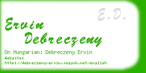 ervin debreczeny business card